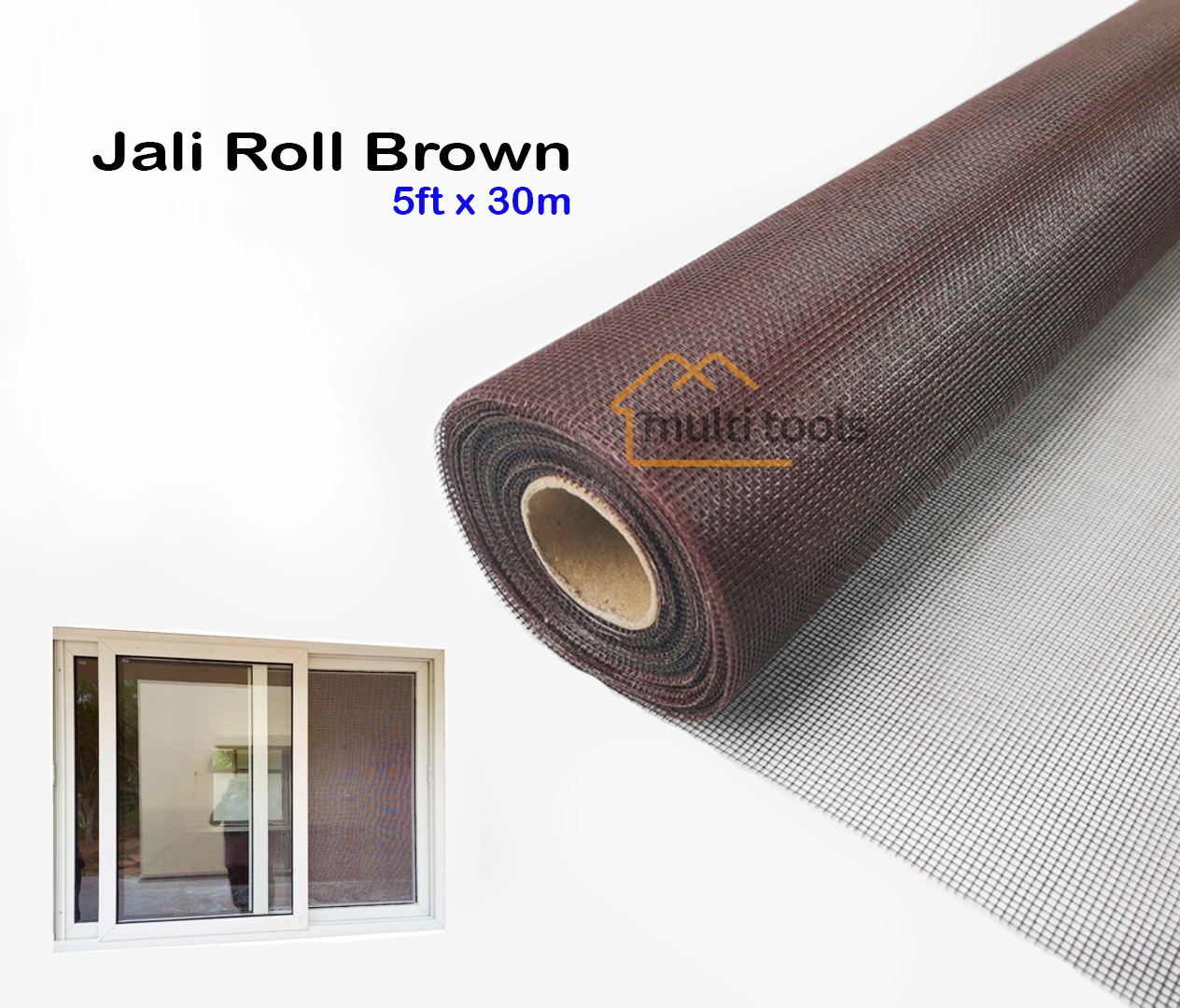 Fiber Net Brown Roll For Aluminium Window 5ft X 30m